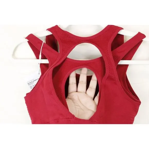 Fresought Activewear Sport Bra Padded Wicking Women M Athleisure Top Burgundy - Picture 4 of 8